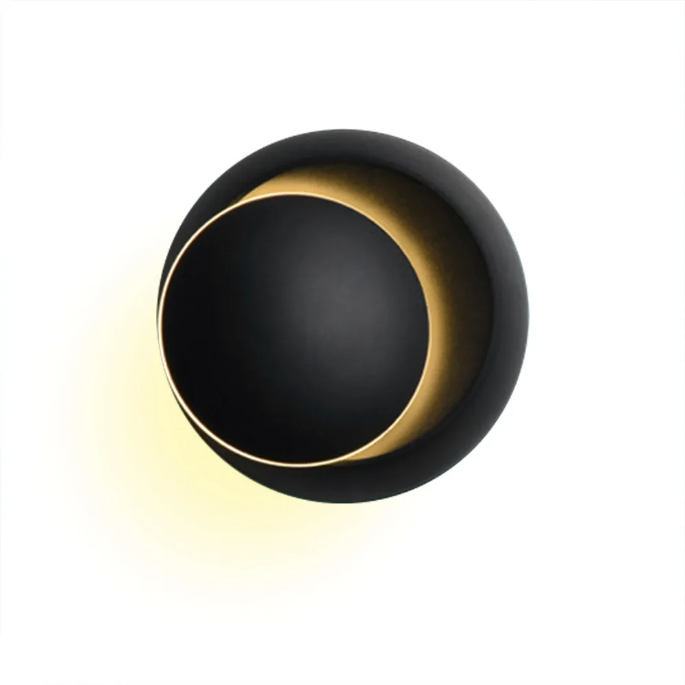 Crescent LED Wall Lamp 360 Degree Rotatable Direction Adjustable Wall Light 3000K Warm White Black Night Light Hallway