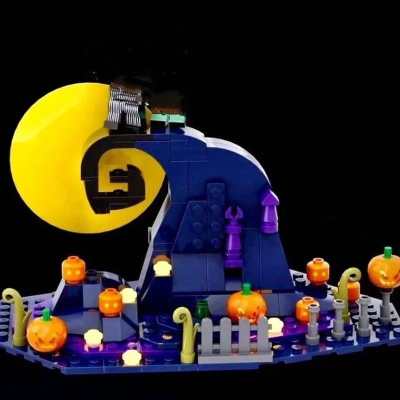 Ensemble de blocs de construction de scène de nuit d'horreur d'Halloween pour enfants, petits blocs de construction pour parents, jouet amusant, cadeau