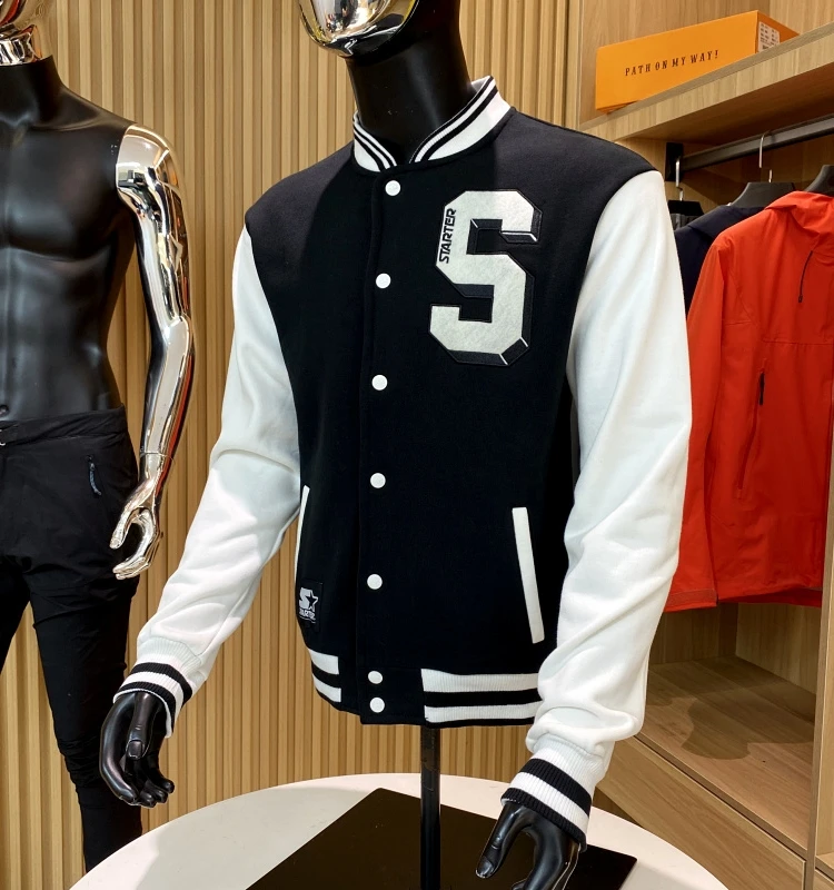   Cousu! Broderie de lettres couleur Blo! Manteau Jaet à col de Baseball pour hommes, automne et hiver, plein air, tendance