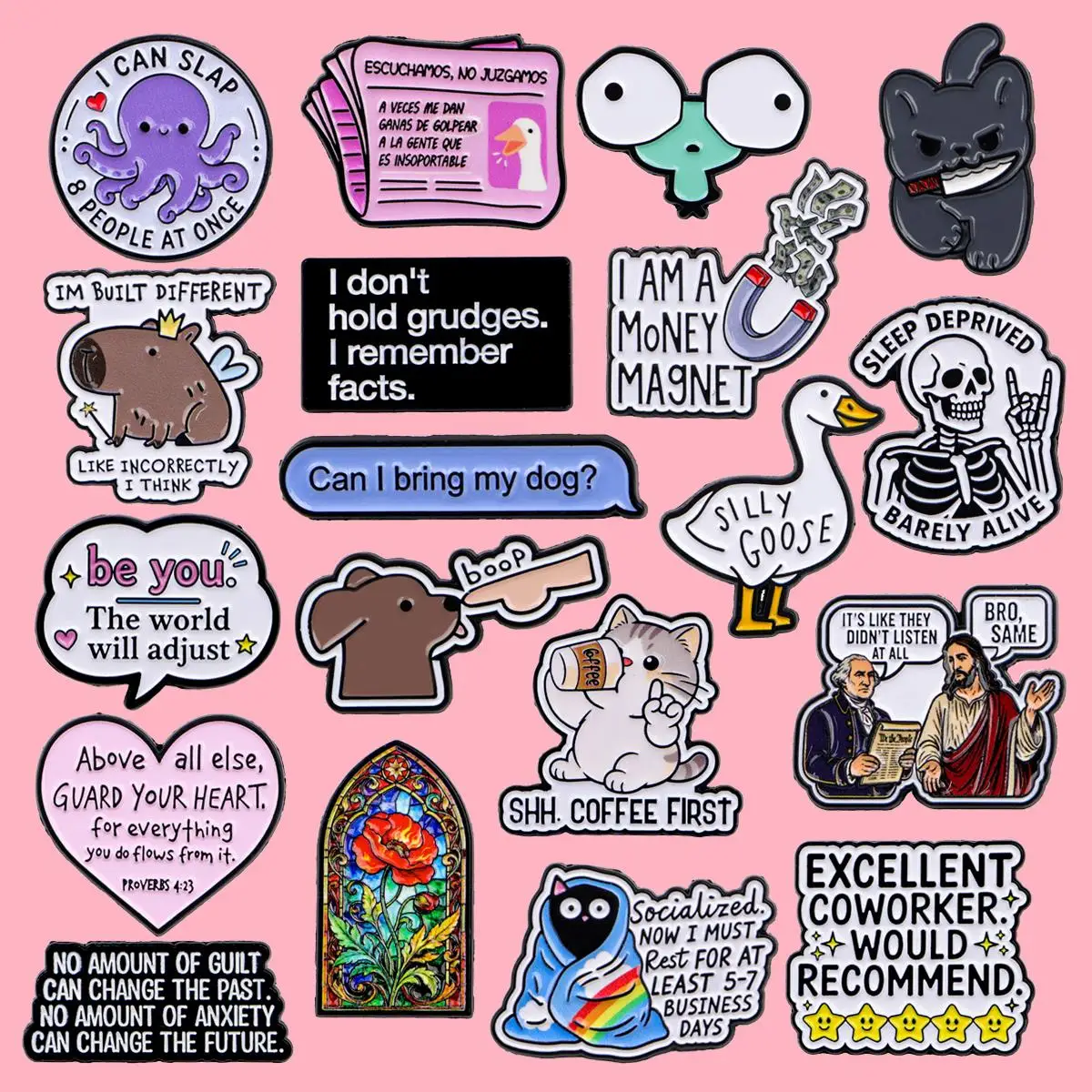 Funny Meme Metal Enamel Pins Cartoon Animal Quote Brooches Badge on Backpack Clothing Accessories Jewelry Gift for Friends
