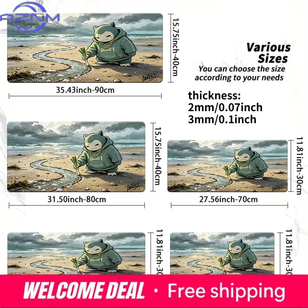 

Коврик для мыши Snorlax Hoodie Beach Gaming Desk Mat, нескользящий, моющийся
