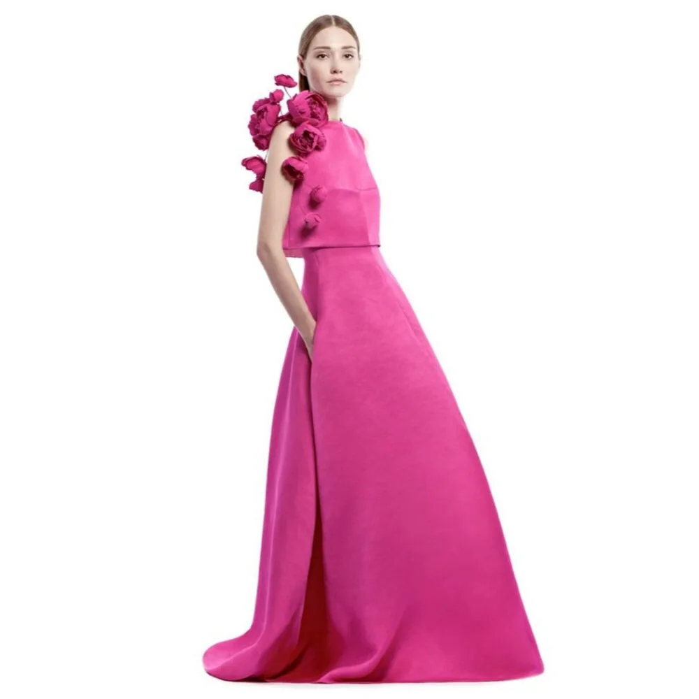 HOBBY Hot Pink Ruffled Long Evening Skirt Custom Made Plus Size Ever Pretty Fuchsia Prom Skirts 2025 New Fashion Gowns