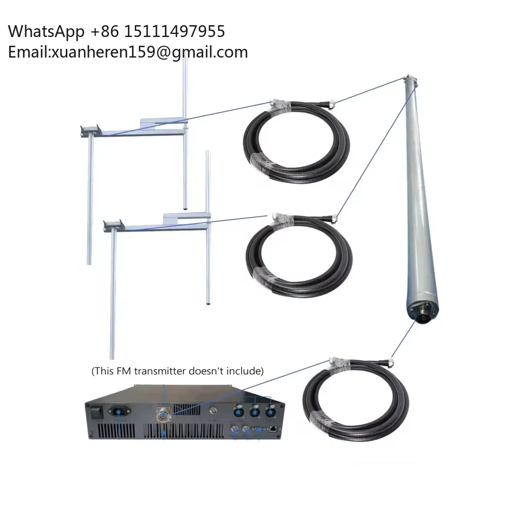 2 Bay Dipole Antenna 1000W High Power FM Transmitter Antenna With 1/2'' Feeder,Power Splitter