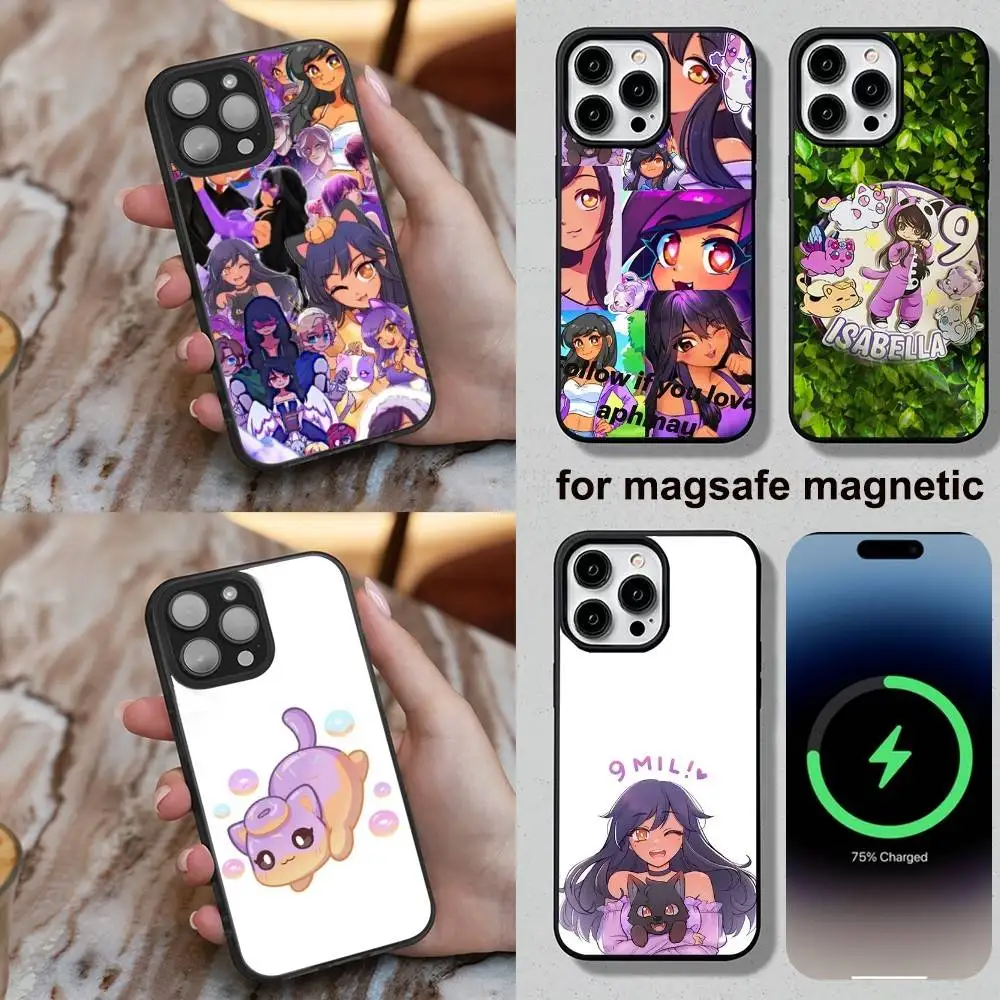 

A-Aphmau Meow Anime Cats Phone Case For iPhone 16,15,14,13,12,11,Plus,Pro,Max,Mini Soft Magesafe Magnetic Wireless Charge