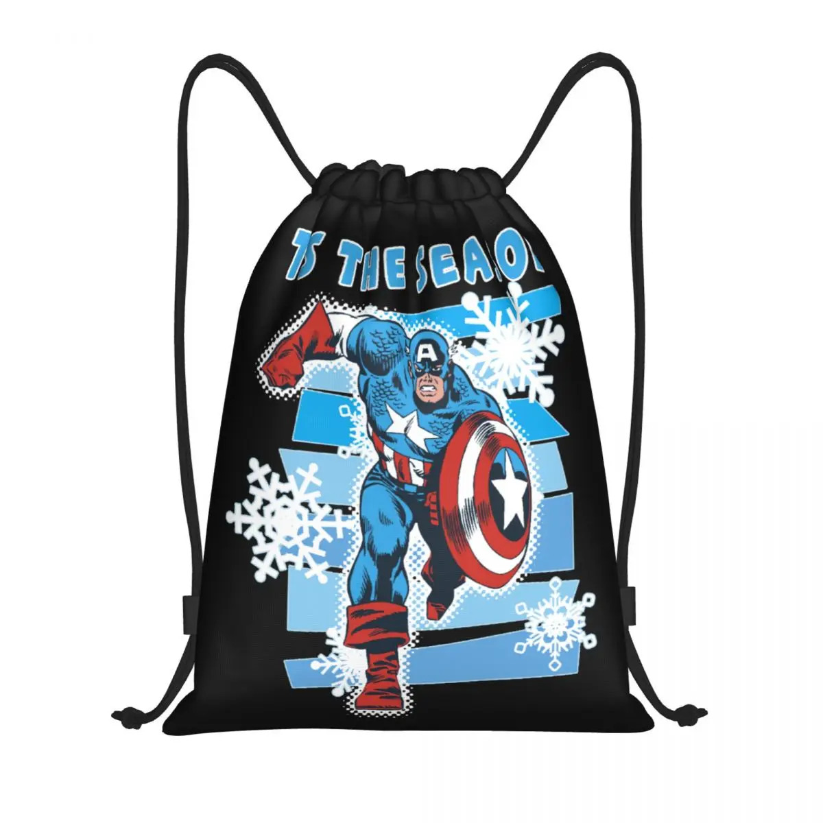 Custom Captain America Holiday Drawstring Bag for Training Yoga Backpacks Men Women Sports Gym Sackpack