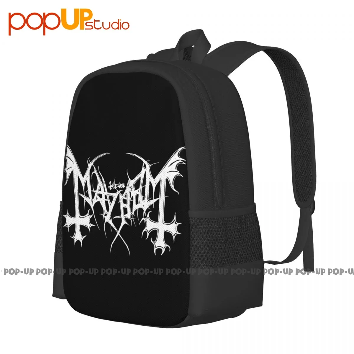 Mayhem White Logo Band Backpack Large Capacity Newest Creative Personalised Outdoor Running