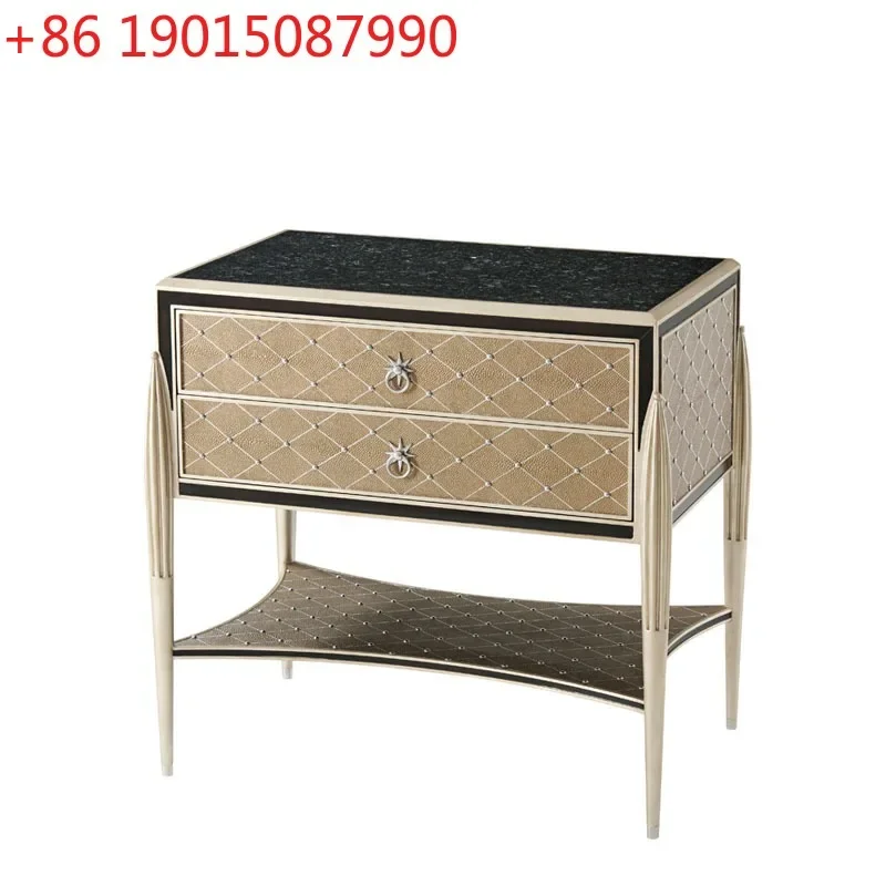 British neoclassical bedside table Alexander sticker pearl light luxury decorative cabinet European solid wood