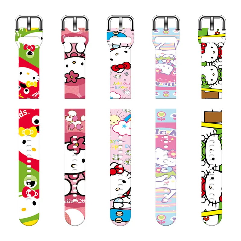 Sanrio HellKitty Cartoon 20mm 22mm Silicone Strap For Samsung Galaxy Watch Amazfit Bracelet For Huawei GT2 Pro Smartwatch