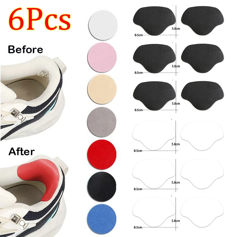 6Pcs Heel Wear Repair Allowance Self-adhesive Patches Shoe Heel Anti-wear Stickers Foot Care Pad Inserts Sneakers Heel Protector