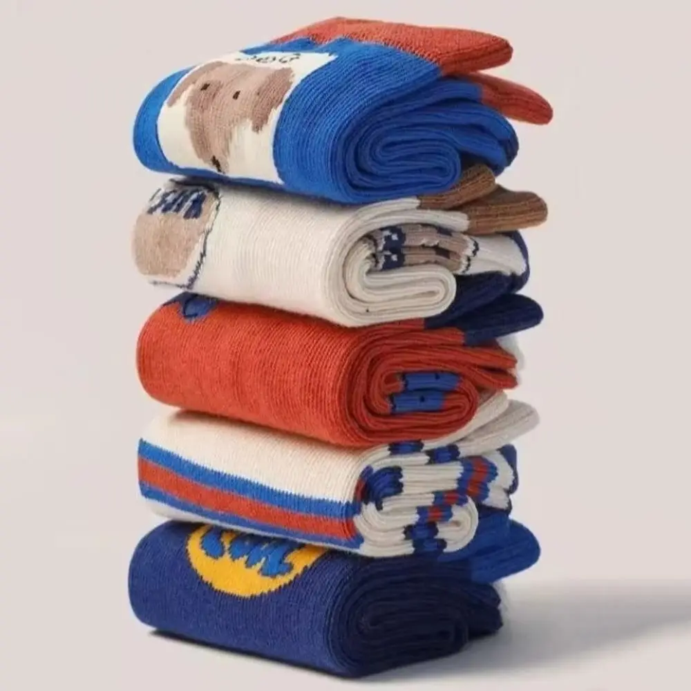 

5 пар креативных хлопковых носков с милыми мультяшными щенками, теплые дышащие детские носки для осени и зимы