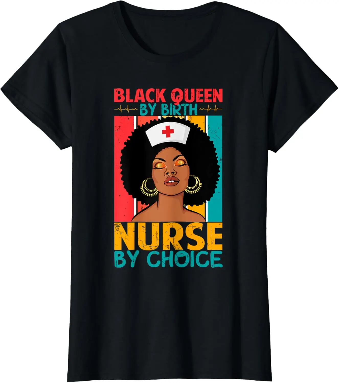 

Черная футболка для медсестер в стиле ретро в винтажном стиле Black Queen by Birth