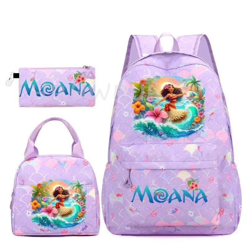 

Princess Moana Backpacks 3pcs Cartoon Fishtail Pattern Lightweight School Bags With Shoulder Bags Boys Girls Mochilas