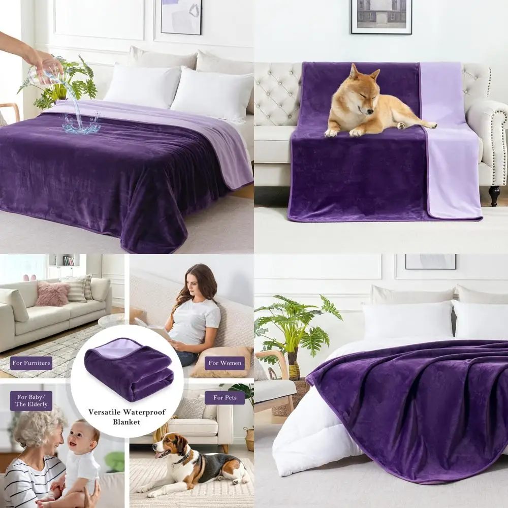 

Waterproof Bedding Blanket for Sofa and Couch, Washable 80x90 Inch Reversible Cover for Adults and Elderly