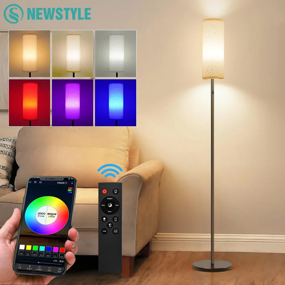NEWSTYLE RGBW Ambient Floor Lamp Music-synced Rhythmic Lighting Bluetooth App-controlled DIY Colourful Ambient Light for Home