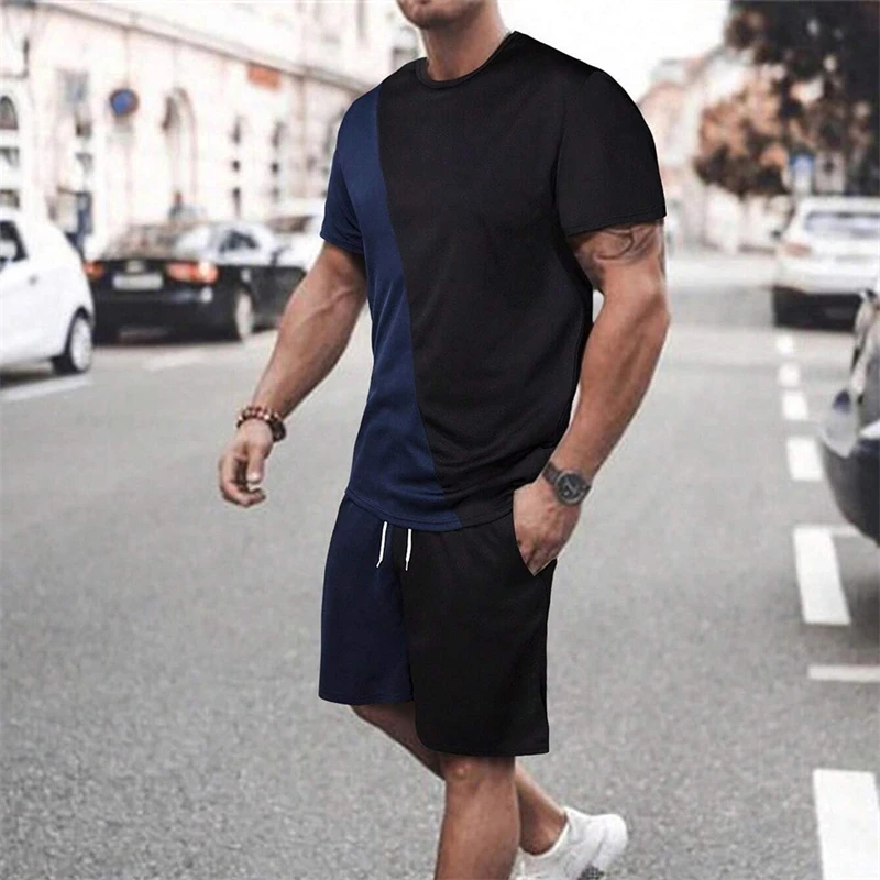 2024 New Summer Quick-Drying O-Collar Camouflage Print Set Classic Men\'s Sports Short Sleeve and Shorts 2-Piece Gym Fitness Set