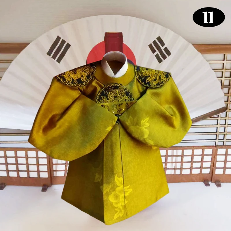 Korean Folk Traditional Style Wine Bottle Cover Hanbok Design Fabric Champagne Packaging Bag Wine Cabinet Wedding Decor Crafts