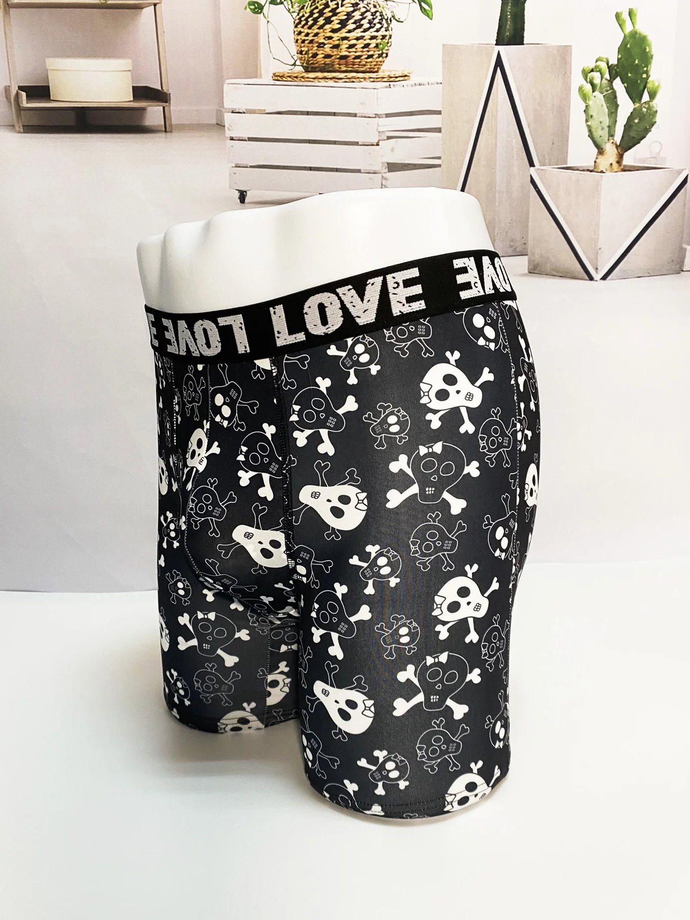 Men Shorts Underpants Fashion Plus Size Underwear Halloween Skull Print Boxers Sports Casual Soft Smooth