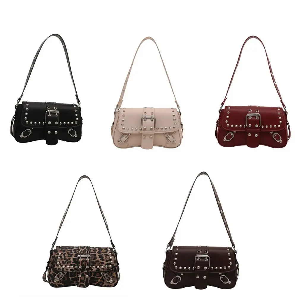 

Large Capacity Crocodile Underarm Bags Y2K PU Rivet Chain Handbags High Quality Texture Shoulder Bags