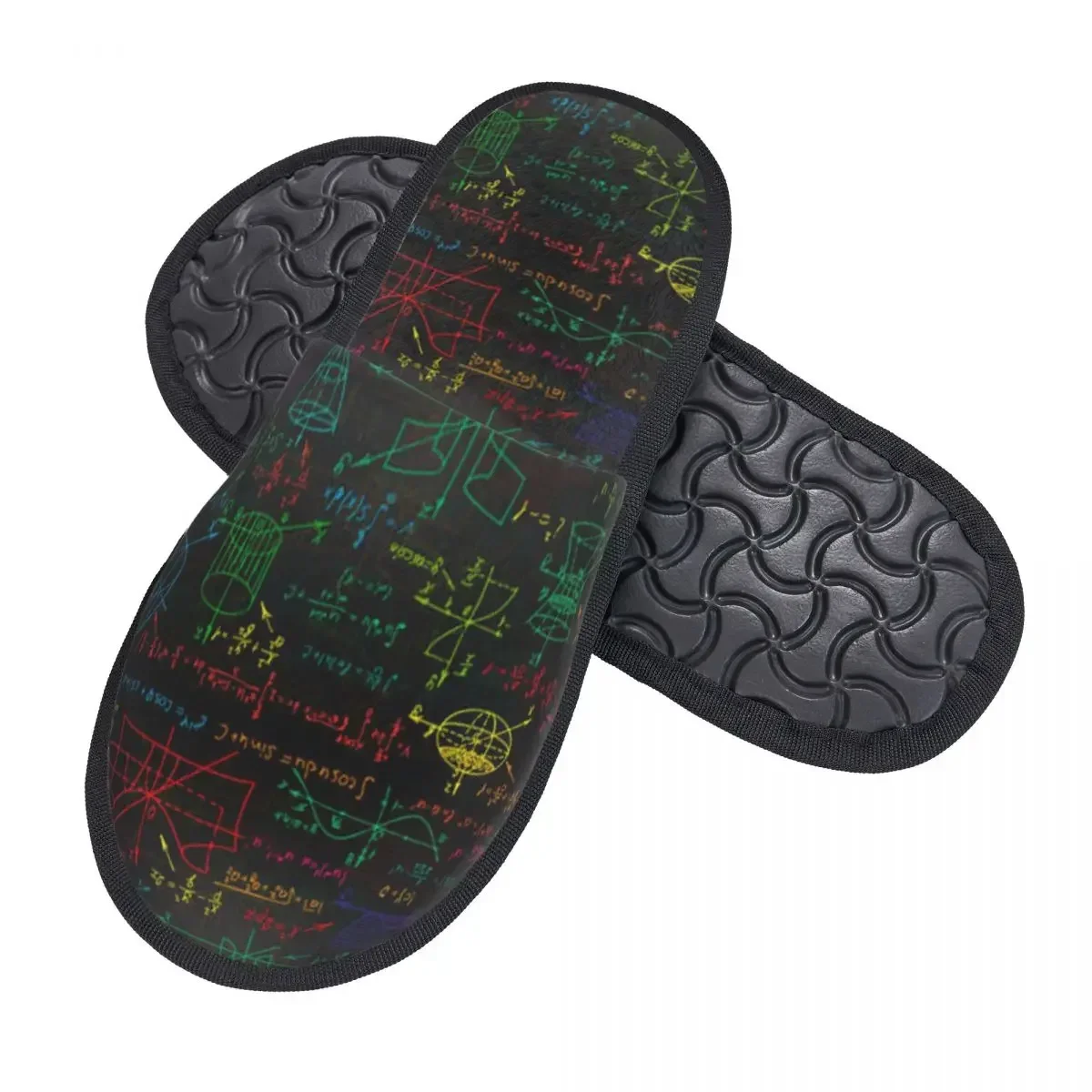 Colorful Formulas Mathematical Indoor Slippers Furry Slipper Winter Home Shoes House Flat Closed Toe Slides Flip Flops