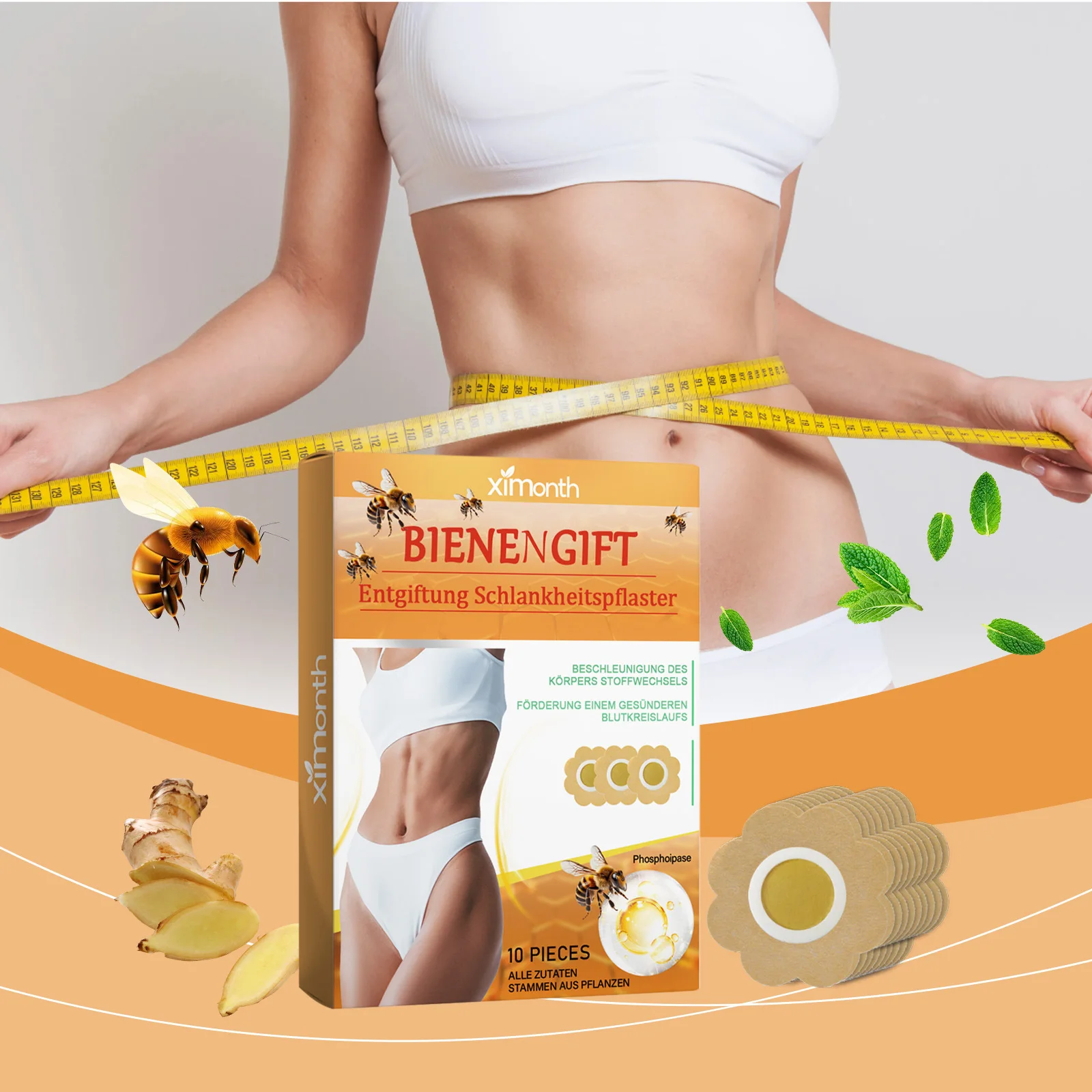 4pcs/set Ximonth Bee Venom Beauty Considerate Body Shaping Body For Lazy Body Firming Body Skin Thighs Bye Meat