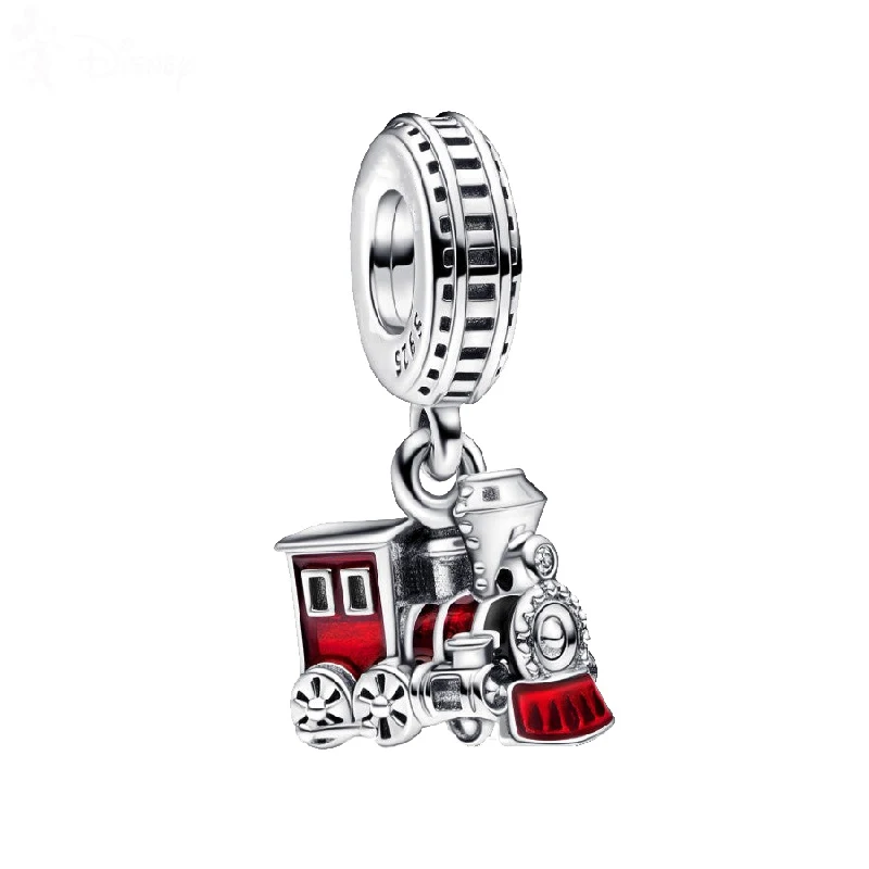 

2025 Hot Sale Charms Bead 925 Sterling Silver Red train head Dangle Fit Bangle Bracelet Necklace DIY Jewelry