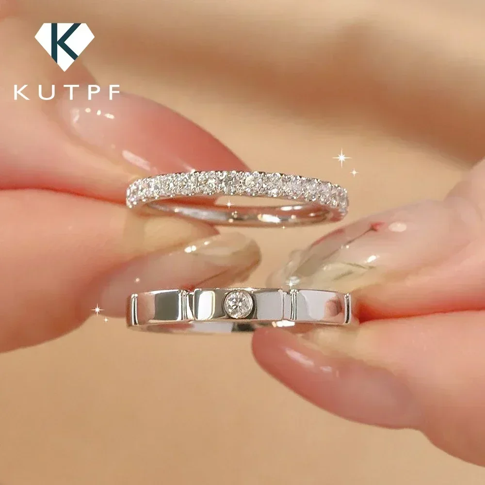 Moissanite Eternity Band 3 มม./1.5 มม.แหวนเพชรชุดสําหรับผู้หญิงผู้ชาย 100% 925 เงินสเตอร์ลิงสัญญาหมั้นแหวนคู่