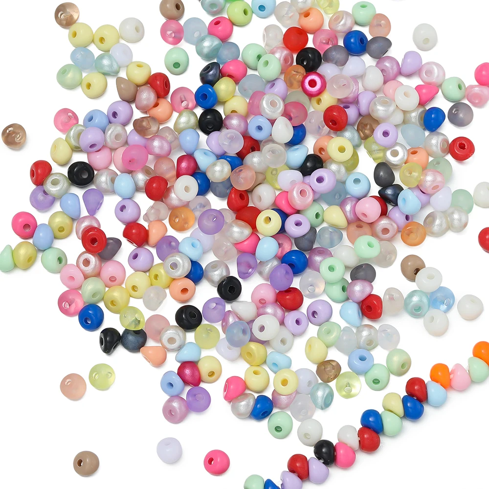 100pcs Mixed Color Acrylic Beads Water Drop Charm Loose Bead for DIY Bracelet Necklace Earring Jewelry Making Supplies 5mm