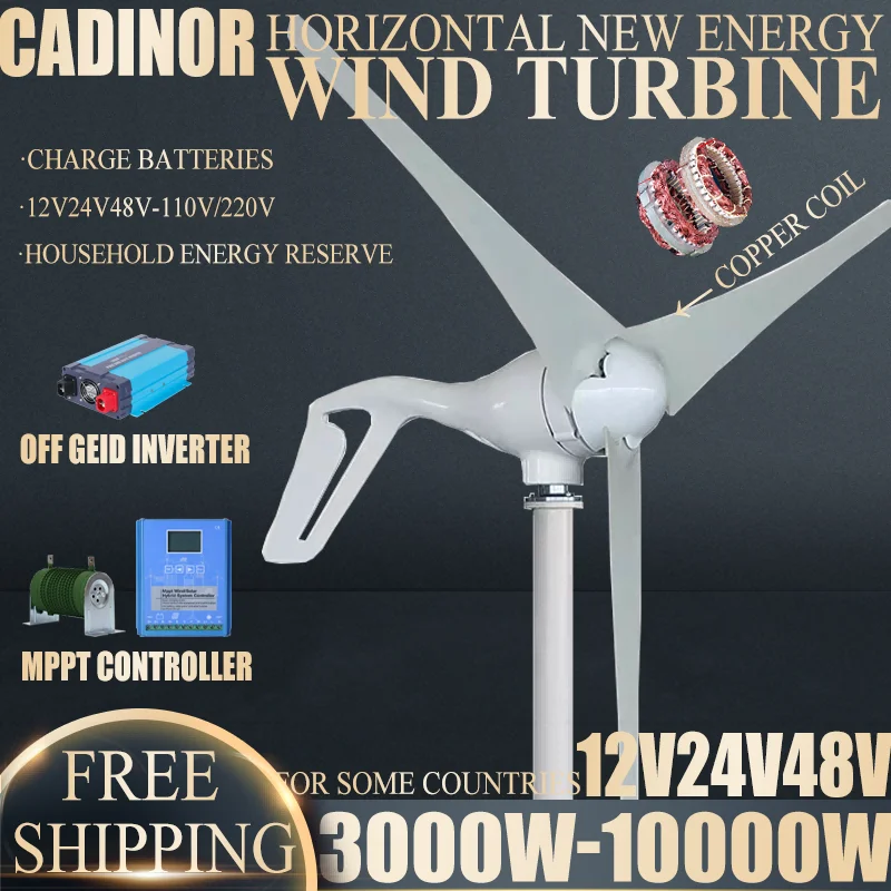 3000-10000W Wind Power Generator 3Phase AC 12V24V 48V Small Wind Turbine for Home With MPPT Controller Europe Warehouse 5 Blades