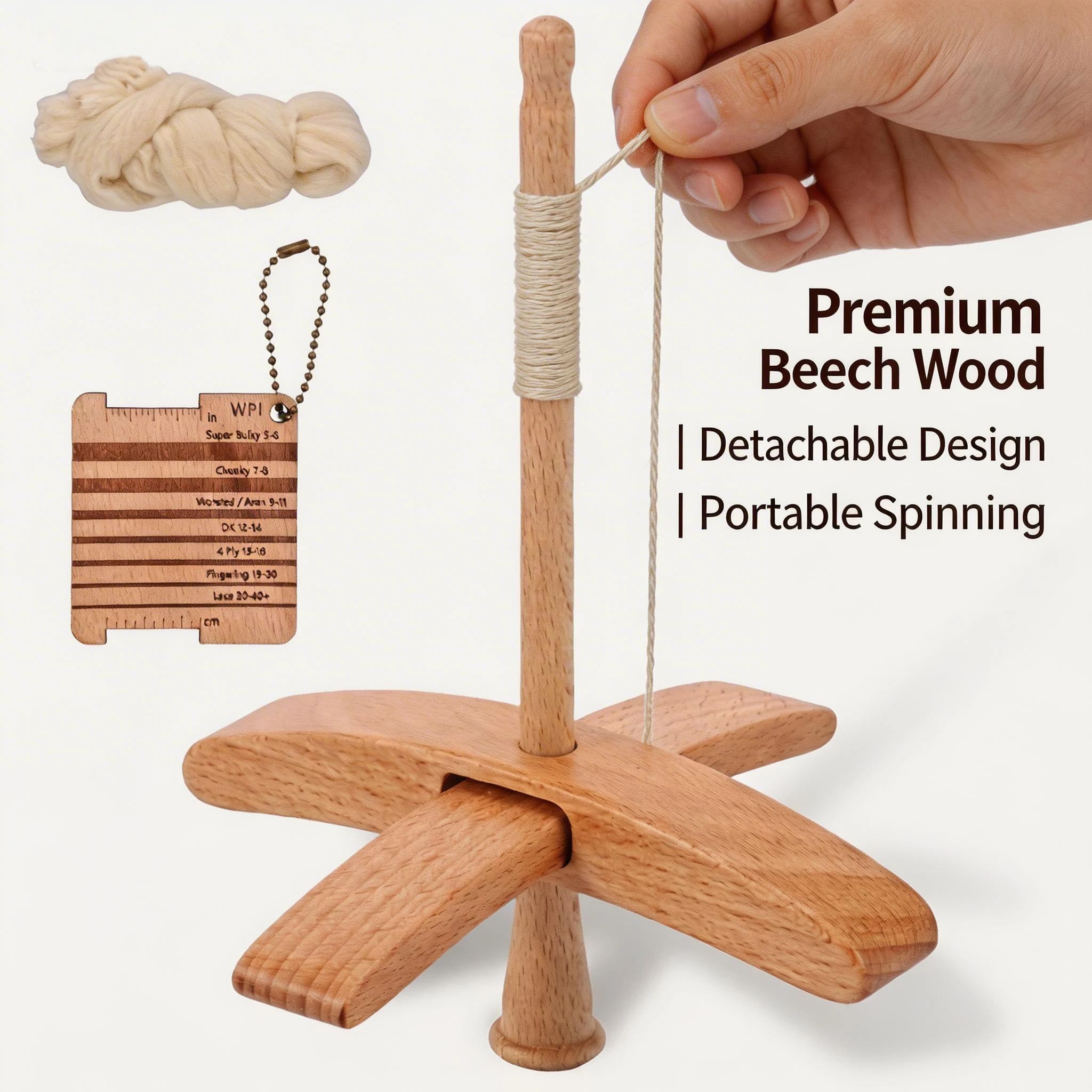 Wood Turkish Drop Spindle Detachable Yarn Making Hand Crafters Turkish Spindle with Instruction Knitted Crochet Tool Accessories
