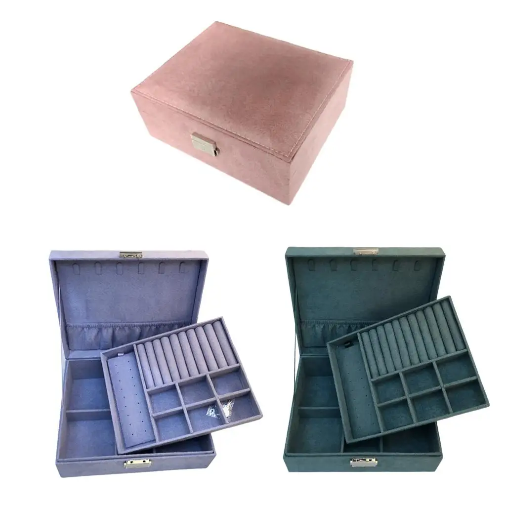Velvet Jewelry Storage Boxes Portable Lockable Organizer Box Display for Necklace Bracelet Earring for Women and Girls