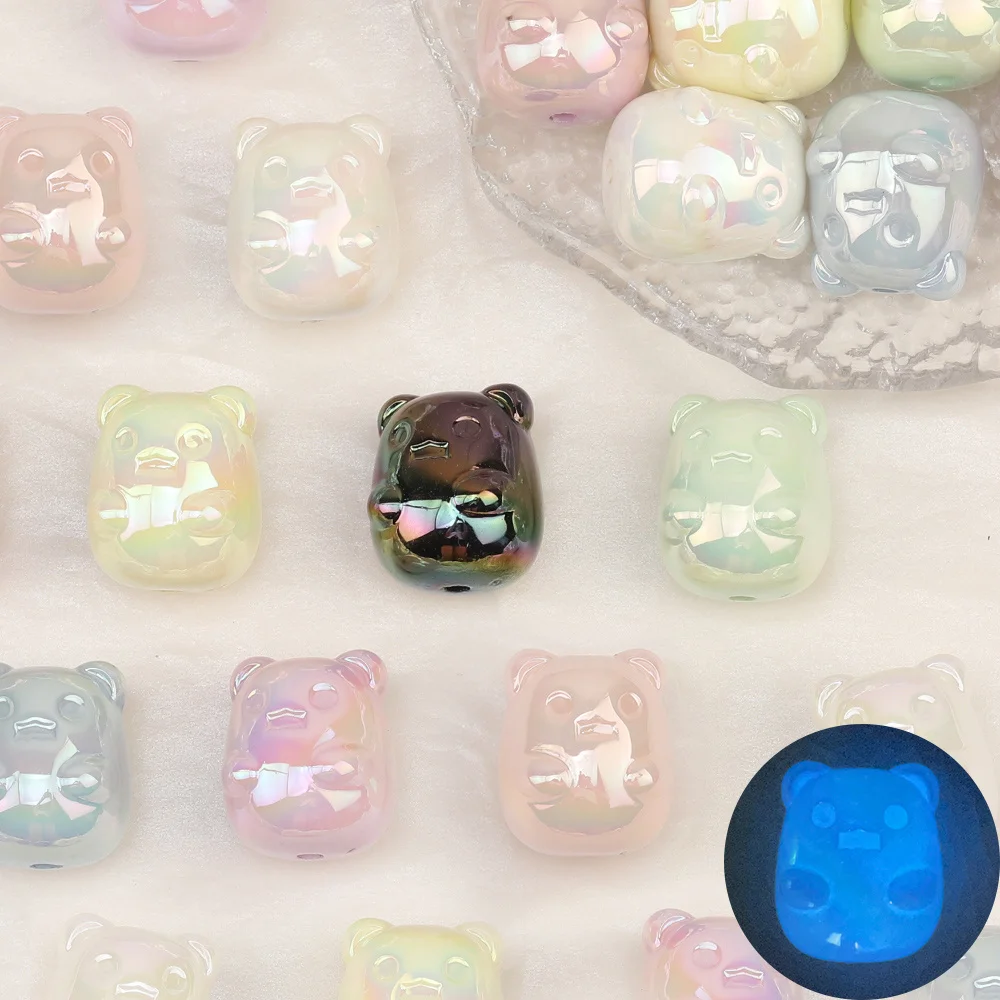

Cordial Design 100Pcs 16*18MM Acrylic Bead/Hand Made/Aurora Luminous Effect/Bear Shape/DIY Beads/Jewelry Findings & Components