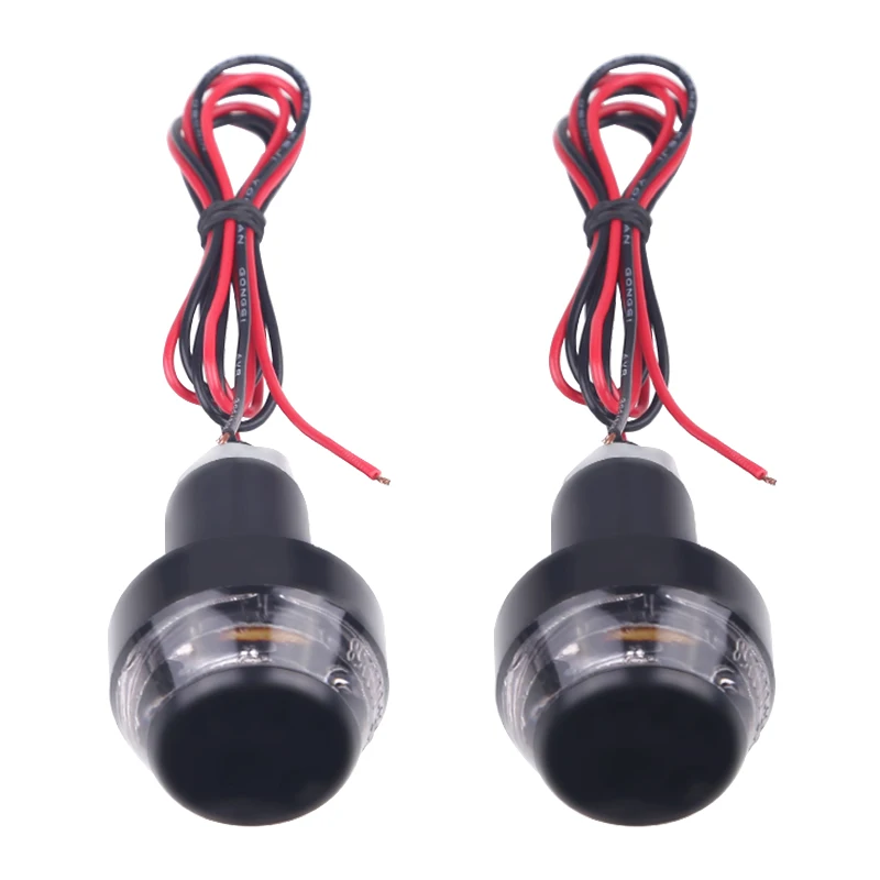 2PCS 12V Motorcycle Grip Turn Signal for 22mm Handlebar Amber Signal Light Hand Grip End Blinker Motorcycle Accessories