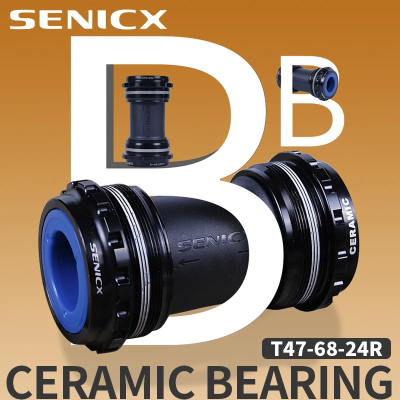 SENICX T47 Bottom Bracket Road Bike Central Shaft Fit for Shimano/SRAM Road Bike Crank 24mm Axis Gravel Bicycle Central Movement