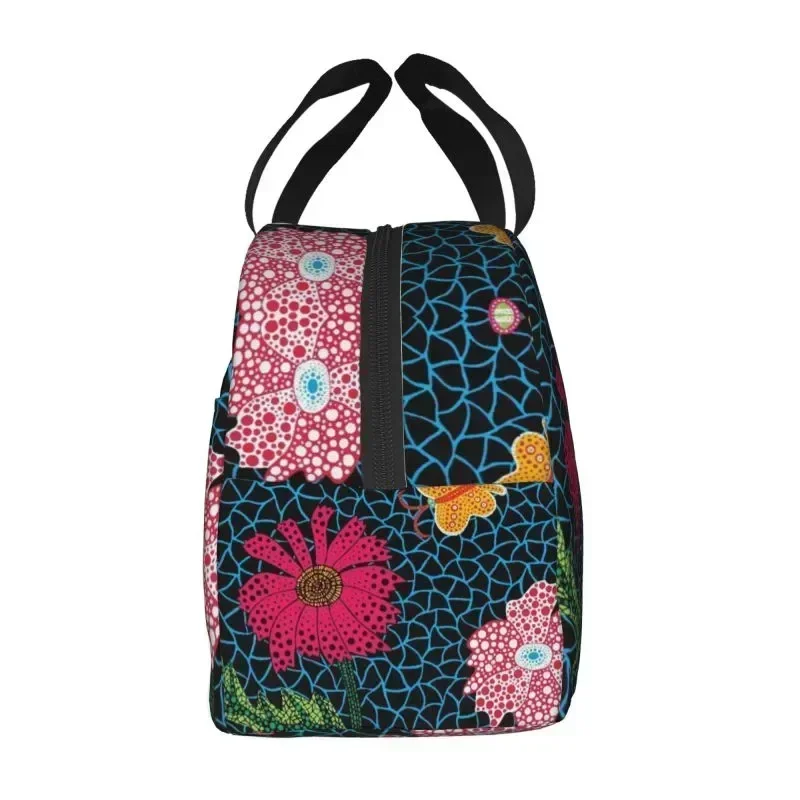 Yayoi Kusama Flowers Insulated Lunch Bag for Women Resuable Abstract Art Cooler Thermal Lunch Box Office Picnic Travel