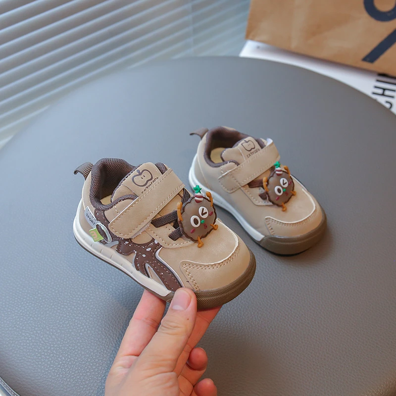 

Boys Girls Unisex Casual Shoes White Sneakers Toddler Baby First Walker Cute Cartoon Children Sport Shoes Non-slip Fashion