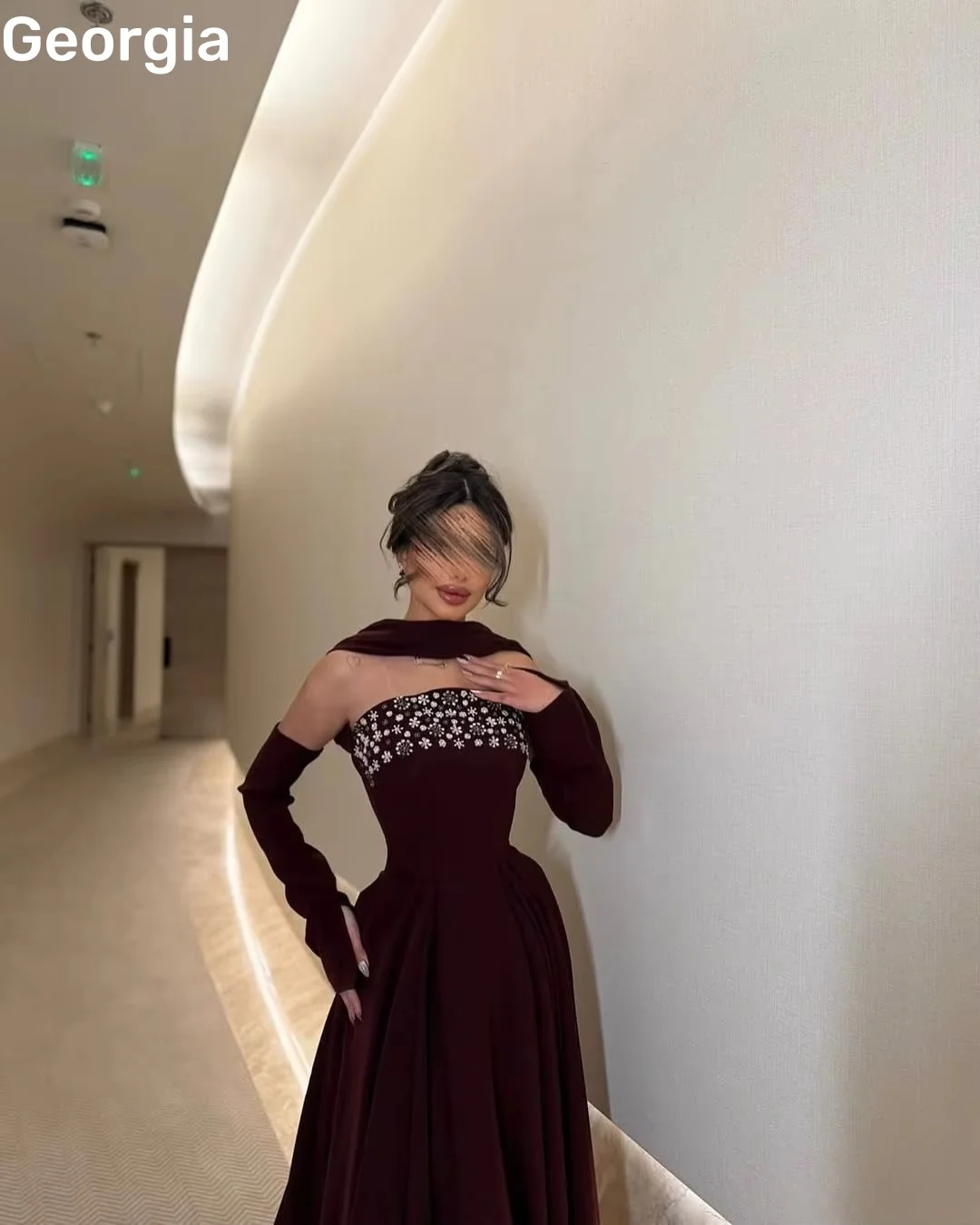 فساتين مناسبة رسمية أنيقة مخصصة على شكل حرف a بدون حمالات بطول الأرض فساتين سهرة مكشكشة بدون أكمام فيستدوس دي فييستا