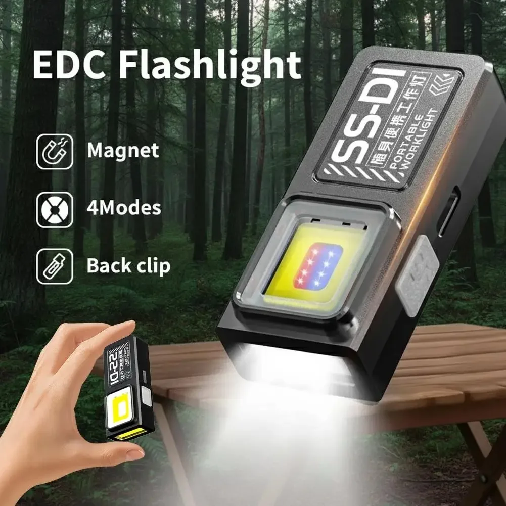 Mini Portable COB LED Flashlight Rechargeable Powerful Work Light with Clip Magnet Waterproof EDC Camping Walking Pocket Lamp image 6