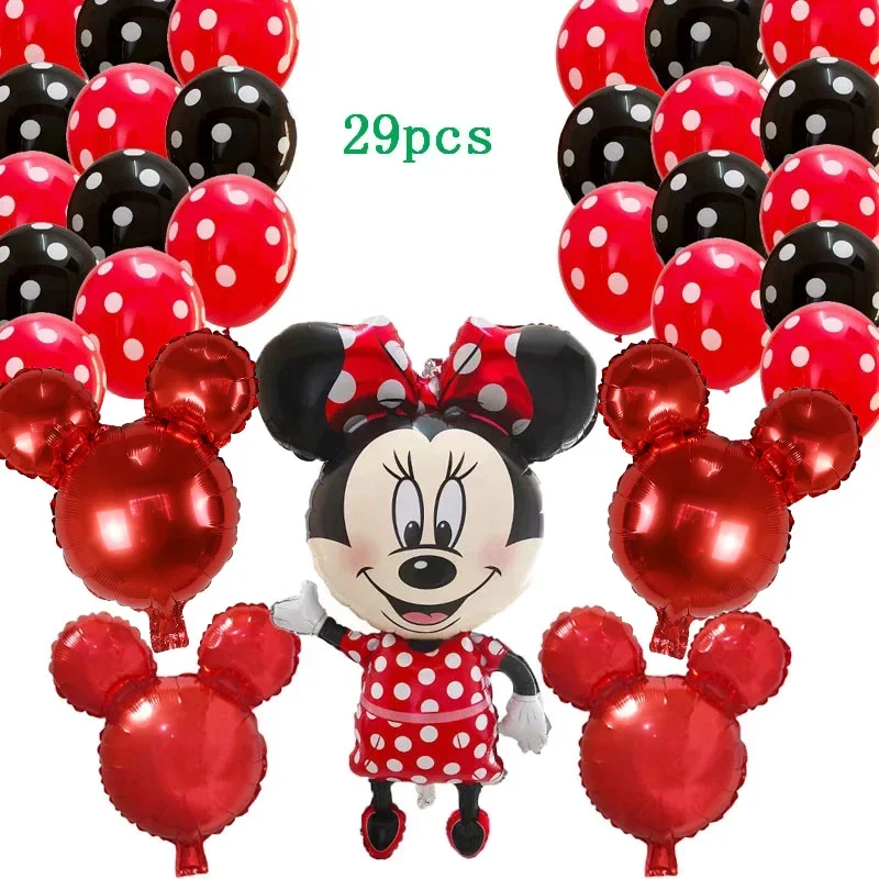 

29Pcs Giant Minnie Mickey Mouse Head Foil Balloons Black Red Latex Balloon Kids Birthday Party Decorations Classic Toys Gift