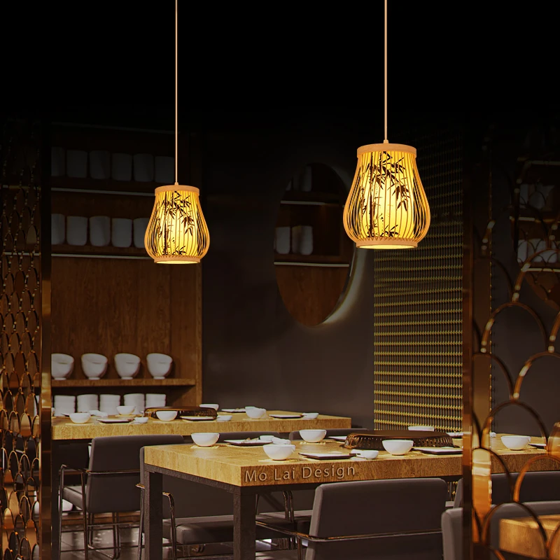 Bamboo Pendant Lamp Chandelier Chinese Style Tea Room Hotel Living Room Restaurant Bamboo Lamp Home Decor Lighting Fixtures Hot