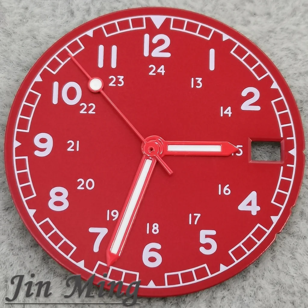 High Quality 28.5mm Pilot Watch Dial with 24H Scale Date Window Arabic Numerals Compatible with NH35 NH36 Movement Watch Face