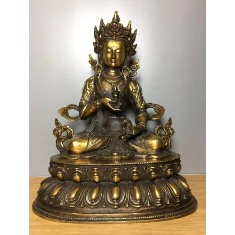 12 inch old bronze gold inlay gem tibetan buddhism Vajrasattva buddha statue