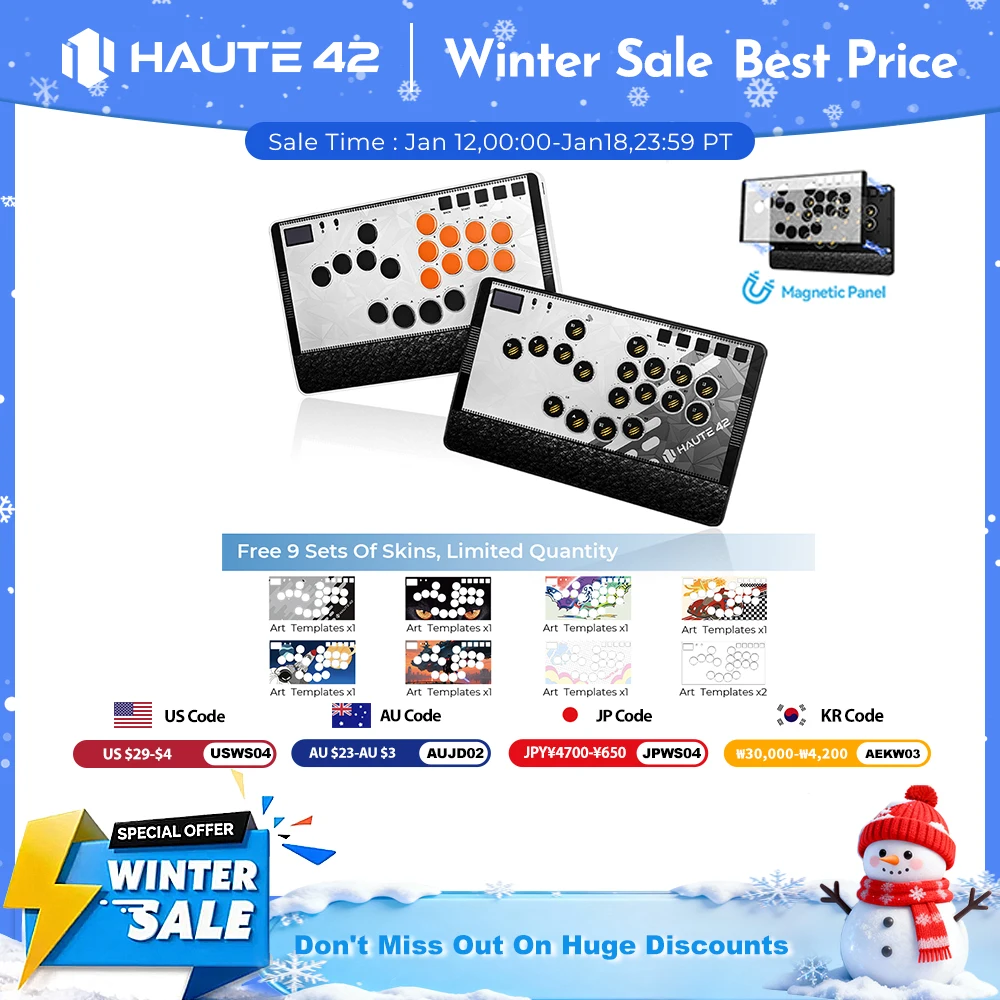 Haute42 Magnetic C-AT Leverless Fightstick Hitbox Controller For PC/PS4/PS5 Stickless Arcade Stick Leverless Controller Hitbox