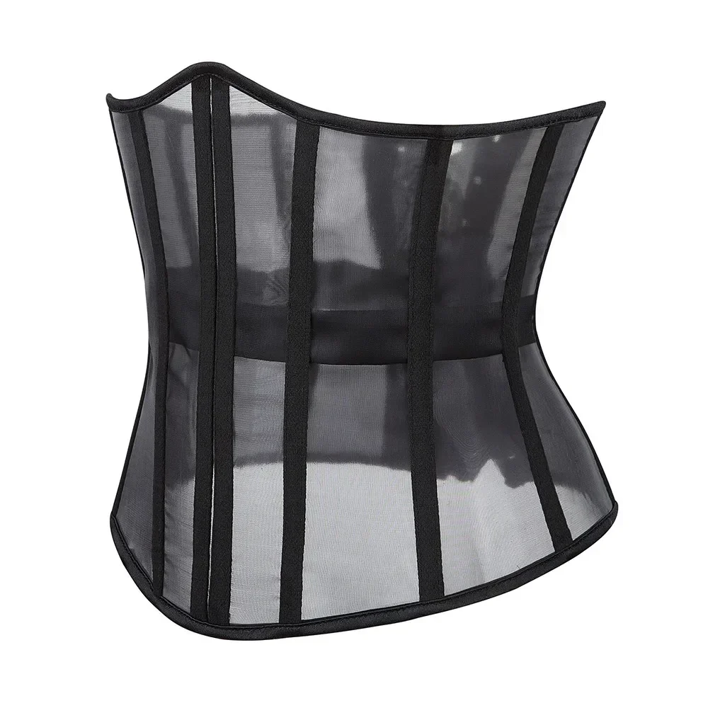 Women Sexy Mesh Underbust Corset Gothic Slim Streetwear See Through Waist Cincher Bustier Top