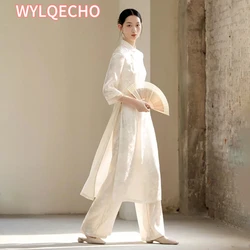 Traditional Vietnam Woman Retro Ao Dai Elegant Chinese Style Cheongsam Vintage Floral Festival Wedding Evening Qipao Dress