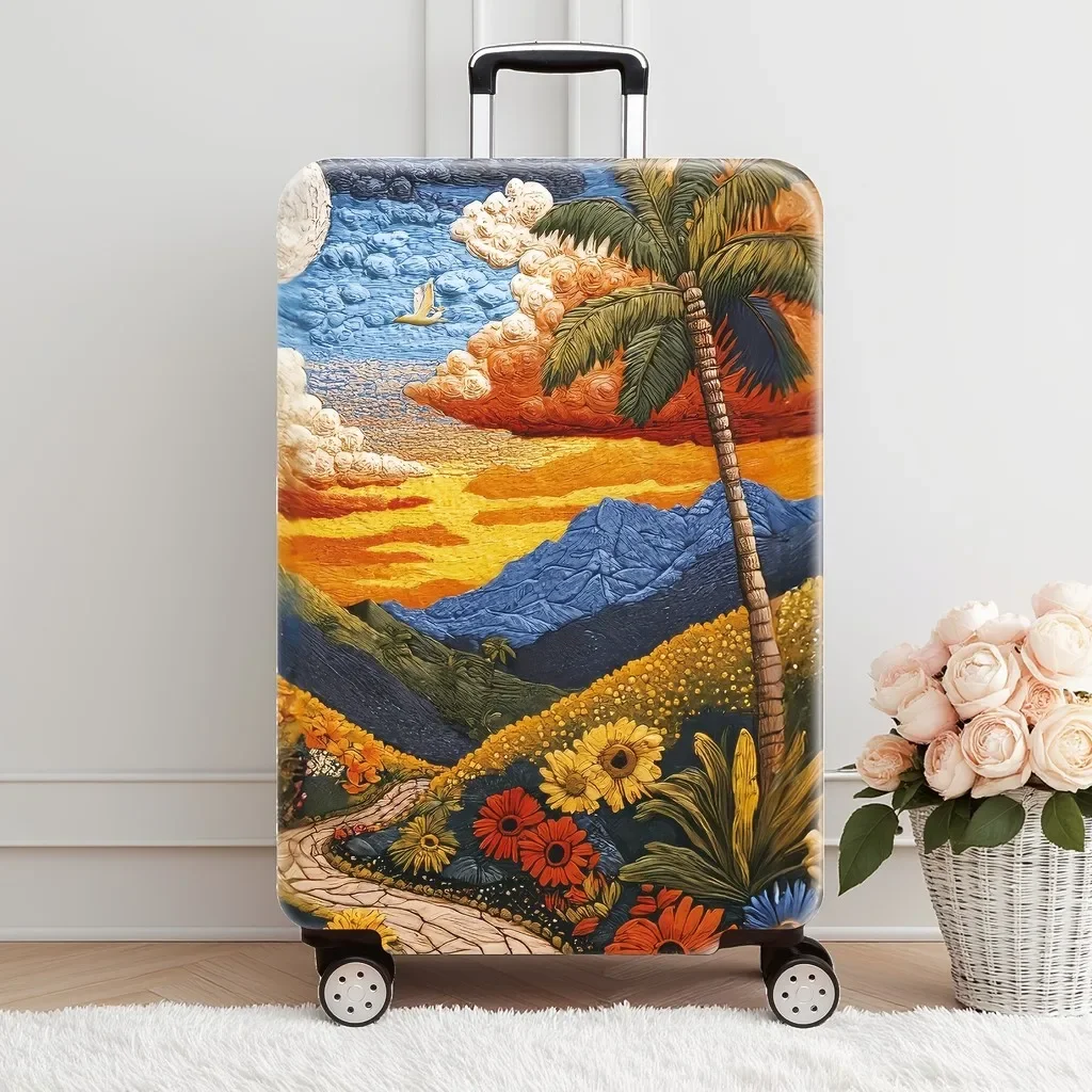 Elastic Luggage Cover 3D Paper Art Tree Mountain Print Suitcase Protector Dustproof Anti Scratch For 18 32 Inch Travel Case