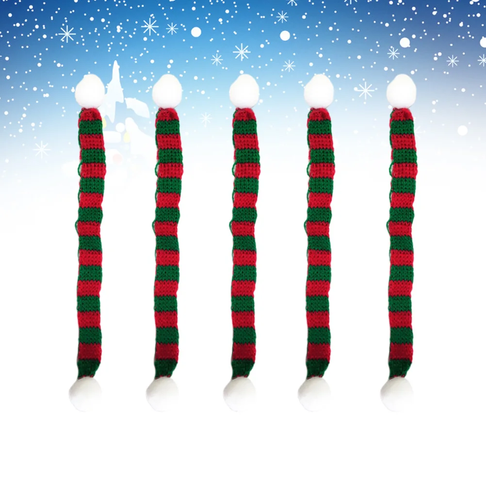 5 Pcs Red and Green Scarf Christmas Scrarf for Little Pet Bottle Decorative Knitted Clothes Accessory Snowman Decoration