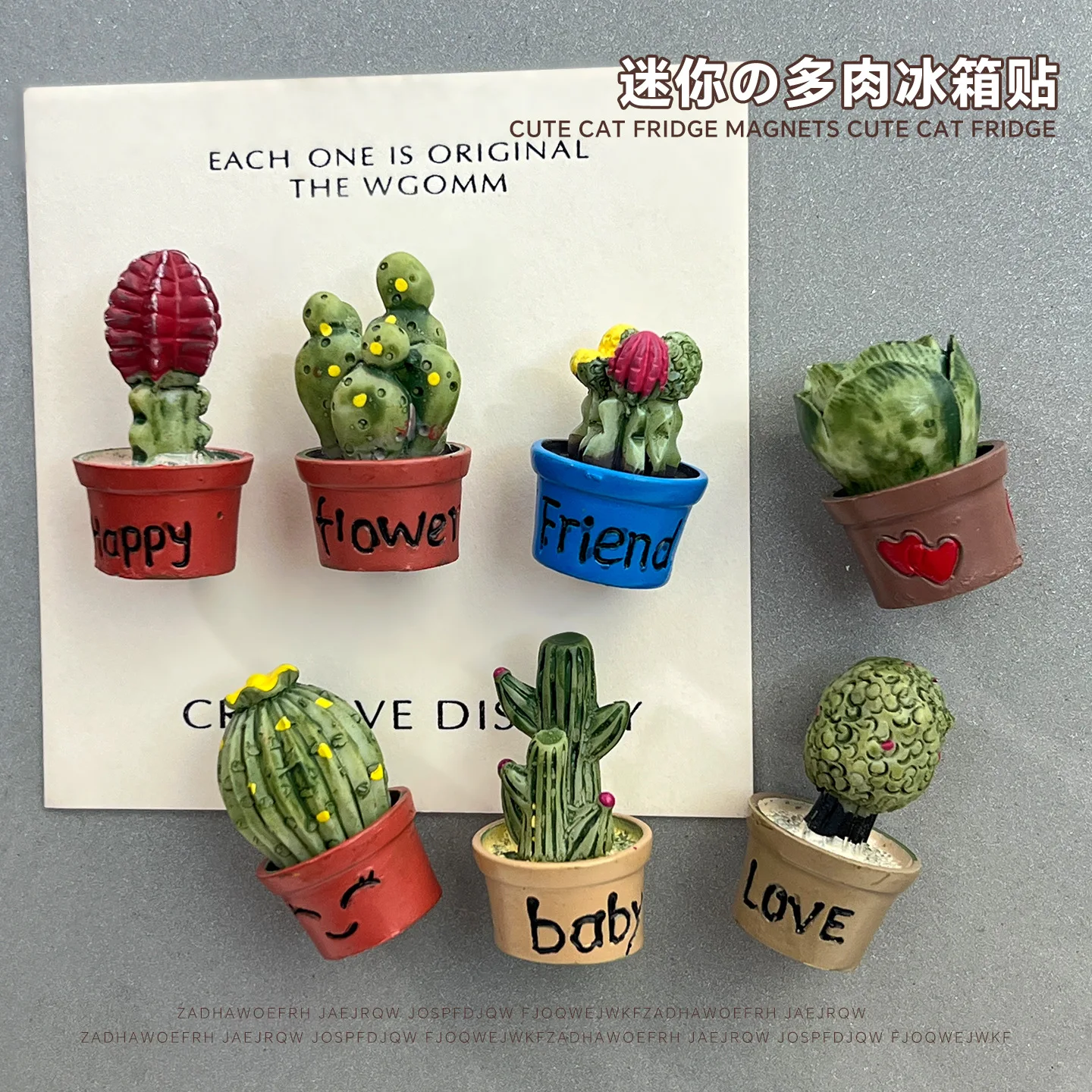 6pcs 3D Resin Succulent Cactus Fridge Magnets Cute Mini Potted Plant Refrigerator Magnet Sticker Home Decor Gift