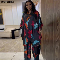 Two Piece Set Clothes for Women African Dresses Vacation Print Outfits 2025 Plus Size Tops Pants Suit Dashiki Ankara Turkey Gown