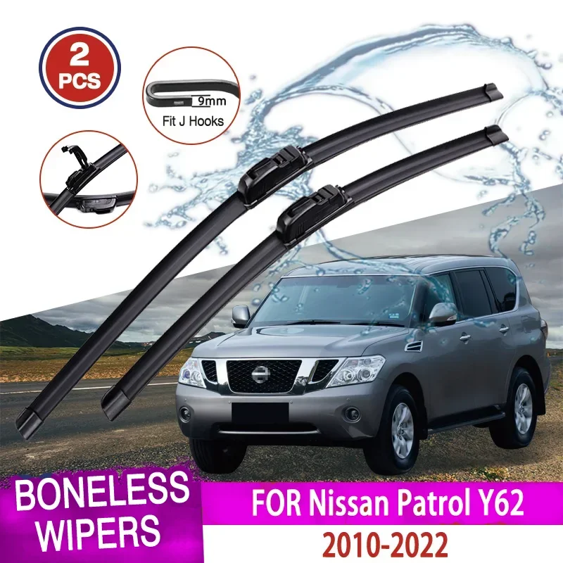 

Suitable for Nissan Patrol Y62 2010-2022 car wiper U-shaped soft rubber boneless wiper HD silent car wiper 24 inches 19 inches