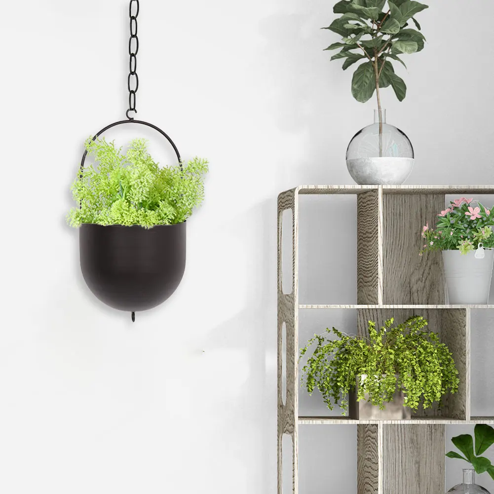 Metal Hanging Planter Pots Modern Plant Pot Container Minimalist Hanging Flower Pots Creative for Indoor Outdoor Garden Balcony